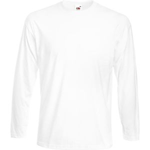 Fruit Of The Loom Heren Super Premium T-shirt met lange mouwen en ronde hals (Wit)