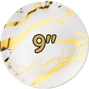 50 Marble design Herbruikbare feest borden 9"" - goud en wit Premium borden - verjaardag, feesten, bbq enz - wegwerp ronde borden