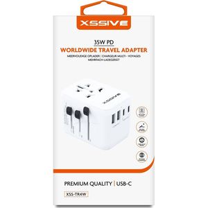 Xssive Worldwide Adapter 35W PD XSS-TR4W - Wit -TRAVEL UNIVERSAL ADAPTOR