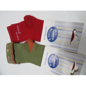 Noukie's - Sokken set van 2 paar - Meisjes - Rood en groen met orange 21/22