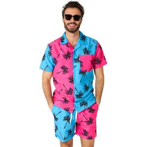 OppoSuits Parallel Palm Heren Zomer Set  - Bevat Shirt En Shorts - Tropische Zwem Kleding - Meerkleurig - Maat XXL