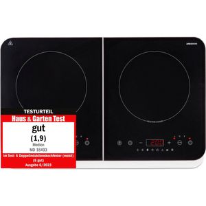 MEDION Dubbele inductiekookplaat, 3500 watt, twee kookplaten, 10 temperatuurinstellingen, LED-display, MD18493, zwart