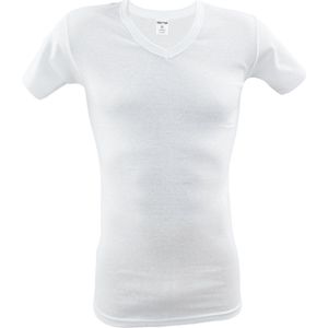 SQOTTON® V-hals T-shirt - Wit - Maat M/L