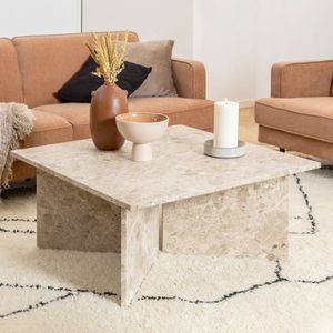 Sohome Vierkante Salontafel Nancie - Marmer - 90 x 90cm - lattebruin