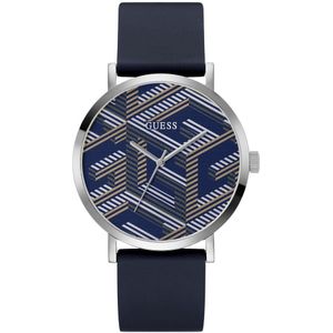 Guess G Bossed Kwarts Analoog Horloge Blue Case: 100% Stainless Steel | Armband: 100% Silicone 44 mm GW0625G1