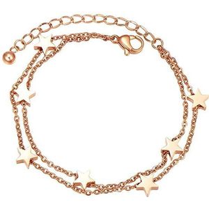 Shoplace Sterren armband dames - Cadeauverpakking - 20cm - Rose goud