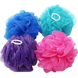 4x douchespons - badspons in prachtige kleuren - wasspons voor de douche - massagespons - douchestok [kleurkeuze varieert!] (04 stuks)