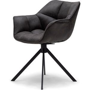 Riviera Maison Stoel Met Armleuning - Carnaby Dining Armchair Turning Leg - Bruin