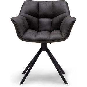 Riviera Maison Stoel Met Armleuning - Carnaby Dining Armchair Turning Leg - Bruin