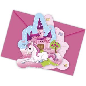 Unicorn pink - Uitnodigingen (6 stuks)