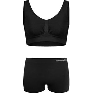 Beha - Boxershort Naadloos - Microfiber Ondergoed Dames - Maat L-XL - Zwart - Comfort Beha - Dames Ondergoed - Lingerie set