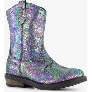 Braqeez leren meisjes cowboy western boots zwart metallic - Maat 30 - Uitneembare zool