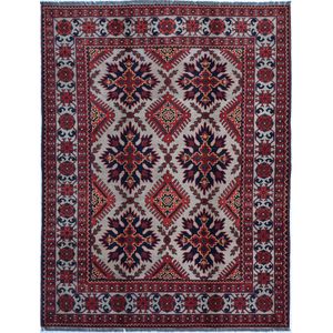 Afghaanse tapijt - vloerkleed - 155 x 203 cm - handgeknoopt - 100% wol –  handgesponnen wol - plantaardige verfstoffen