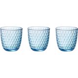 12x stuks waterglazen blauw transparant met relief 290 ml - Glazen - Drinkglas/waterglas/sapglas