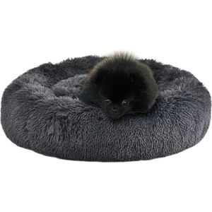 Donut fluffy hondenmand 60 CM antraciet wasbaar/super zacht/luxe/ Comfortabel/pluche