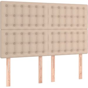 vidaXL Boxspring Kunstleer - Cappuccino - 140x190 cm Boxspringbed - Kunstleder Bed - Bruine Bed - Verstelbare Hoofdbord - Pocketveer Matras