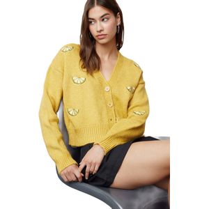 Trendyol Groen Zacht Gebreide Vest Met Borduursel En V-Hals Twoaw24Hi00237