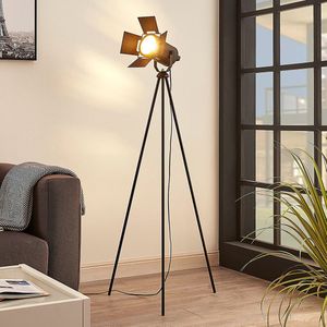 Lindby - Vloerlamp- Driepoot - - 1licht - Metaal - H: 140 cm - E27 - Mat Zwart