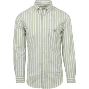 Gant - College Overhemd Streep Lichtgroen - Heren - Maat L - Regular-fit