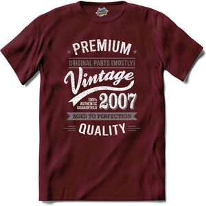 Vintage Legend Sinds 2007 - verjaardag en feest cadeau - Kado tip - T-Shirt - Unisex - Burgundy - Maat XL