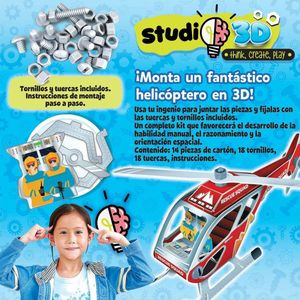 Studio 3D Puzzel Helikopter (14 Stukken, 18 Schroeven en Moeren)