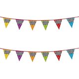 2x stuks vlaggenlijnen met glitters 100 jaar thema feestartikelen - Verjaardag versieringen - 8 meter - Plastic