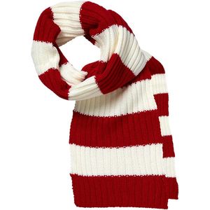 Apollo - Feest kindersjaal 2 x 2 rib - rood/wit - pupil - 110 CM - Sjaal meisje - Sjaal jongen - Carnaval - Kinder sjaal - Sjaal kind - Gekleurde sjaal