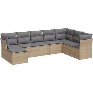 vidaXL Loungeset 8-delig - Poly Rattan - Beige Loungebank - Lounge Set - Buitendecoratie - Tuinmeubels - Ratan Meubel