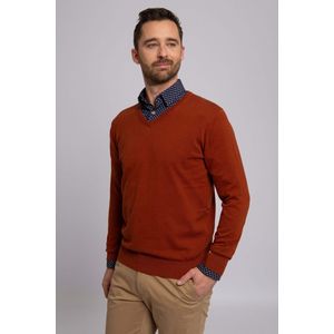 Suitable - Pullover Vini V-Hals Oranje - Heren - Maat L - Slim-fit
