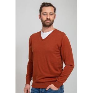 Suitable - Pullover Vini V-Hals Oranje - Heren - Maat L - Slim-fit
