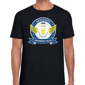 Zwart geslaagd drinking team t-shirt heren -  Afstudeer kleding mannen XL