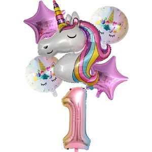 Unicorn - eenhoorn folieballon - Unicorn Party Ballon 6 stuks Folie Ballon Verjaardag - Kinderfeestje - Versiering - Decoratie - Jomazo - unicorn verjaardag - eenhoorn themafeest - eenhoorn ballonnen - Disney feestje - unicorn feest