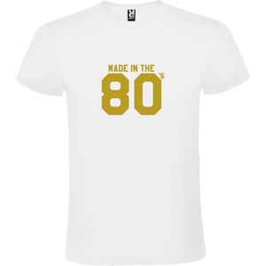 Wit T shirt met print van "" Made in the 80's / gemaakt in de jaren 80 "" print Goud size XXXL