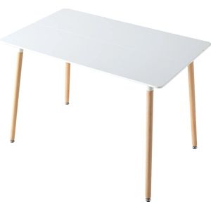 D&B - Tafel - Eettafel - Bureau - Modern - 110x70 - Kleur wit - Beukenhout - voor woonkamer, slaapkamer, kantoor - Rechthoekig Bureau