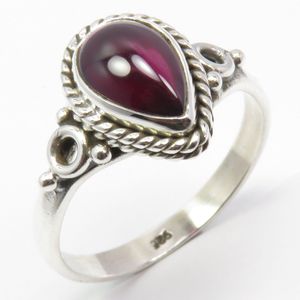 Natuursieraad - 925 sterling zilver granaat ring maat 19.00 MM - geboorte steen edelsteen sieraad - natuursteen