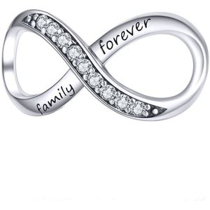 Infinity family forever zilver bedel | Oneindig bead | bedels beads cadeau | Zilverana | geschikt voor alle bekende merken | 925 zilver | moederdag