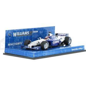 The 1:43 Diecast Modelcar of the Williams BMW FW23 #6 First win during the GP of Italia of 2001. The driver was J.P. Montoya. The manufacturer of the scalemodel is Minichamps.This model is only online available