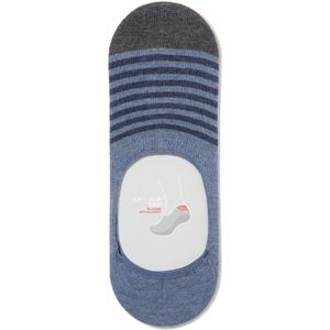 2-paar/set, uniseks voetjes (footie) met siliconen anti-slip strepen, denim, maat 44-45.