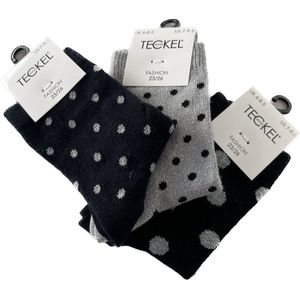 Feest sokken - Set van 3 paar lurex glittertjes sokken - grijs / zwart / zilver - maat 23-26