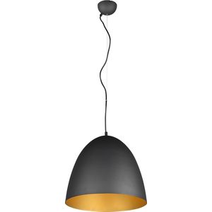 LED Hanglamp - Hangverlichting - Torna Lopez XL - E27 Fitting - 1-lichts - Rond - Mat Zwart/Goud - Aluminium