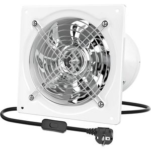 150mm 525m³/h Badkamerventilator Stil met Terugloopklep - Krachtige Wandventilator voor Keuken Badkamer Garage Kelder - Wit met EU-stekker