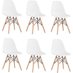 AllinShop® - Eetkamerstoelen - Stoel - Tuinstoel - Set Van 6 - Eettafel - Kuipstoel - Wit - 46x41x83CM