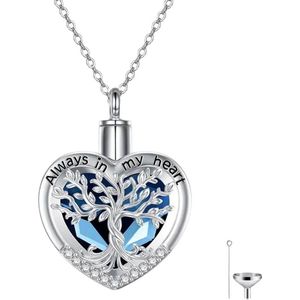 Assieraad Levensboom - Luxe Ashanger Levensboom Blauw Hart - Gedenksieraad - Ashanger met ketting - Petshop Seven®