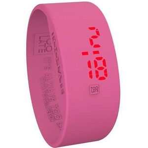 TOO LATE - siliconen horloge - LED WATCH BIG BROTHER - breed 24 mm - Fuchsia M