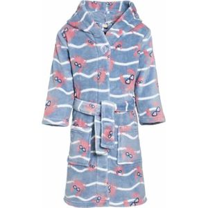 Playshoes - Fleece badjas voor meisjes - Krab - Lichtblauw/roze - maat 146-152cm