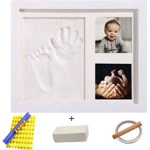 Helofa Fotolijst met Klei Afdruk – Baby Hand en Voet – Wit Lijstje – Kraamcadeau en Babyshower – Gipsbuik