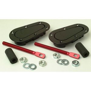 AutoStyle Set universele Racing Plus Flush motorkaphaken/-pins - zwart + rood aluminium pins