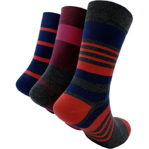 The Sockmaker sokken heren 40-46 - 3-pack Bamboo - duurzaam - Striped - Charcoal with green stripes