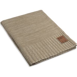 Knit Factory Zoë Gebreid Plaid - Woondeken - Kleed - Olive Mêlee - 160x130 cm