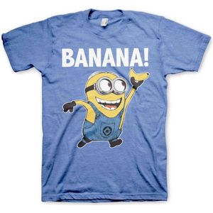 Minions Heren Tshirt -M- Banana! Blauw